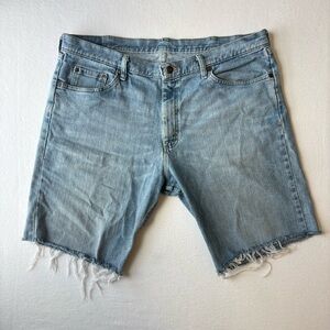 Vintage Wrangler Jorts 38X29 Mens Denim Shorts Light Blue Baggy Frayed Carpenter